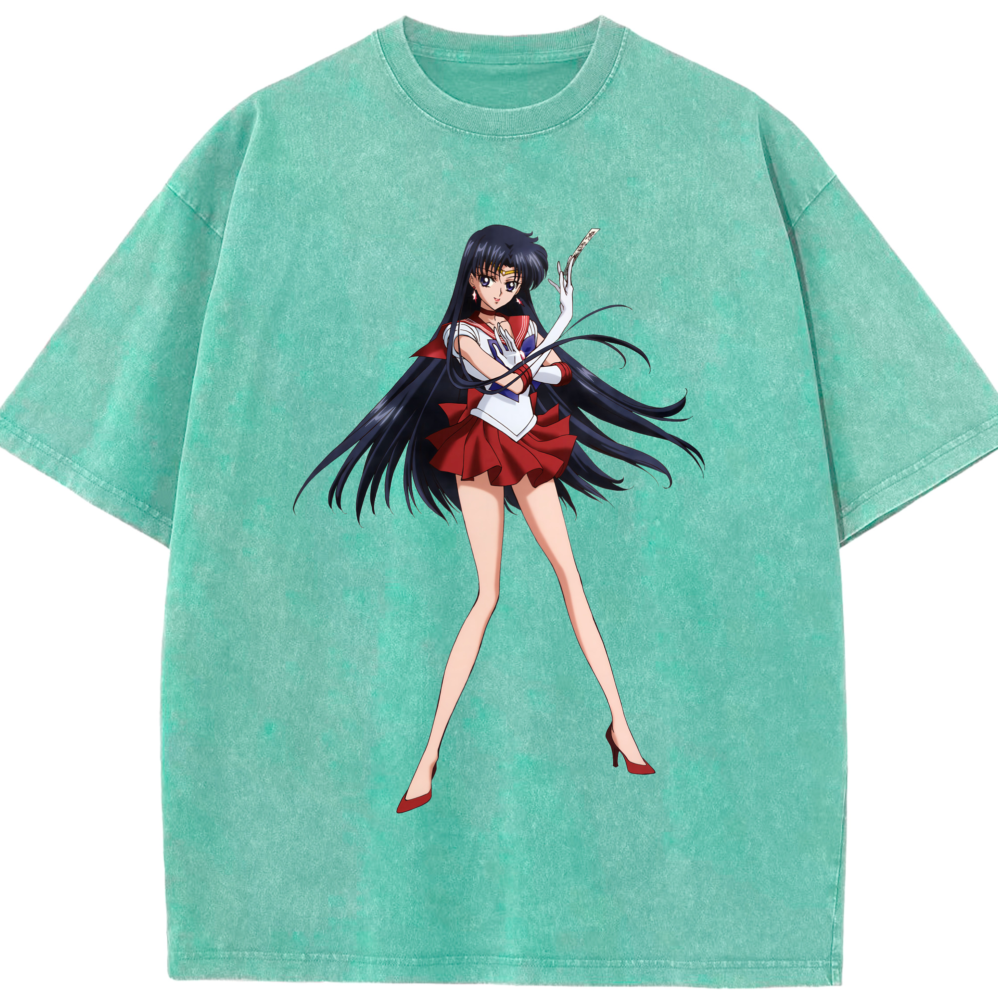 （画像用） 美少女戦士セーラームーン 火野レイ ひの レイ Sailor Moon Hino Rei （セーラーマーズ,Sailor Mars） 綿100% ヴィンテージ風 半袖Tシャツ（フロントプリント）